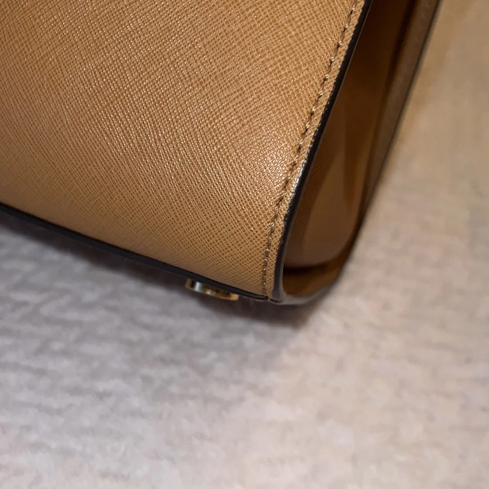 Michael Kors Selma Saffiano Leather Medium Satchel Crossbody Peanut